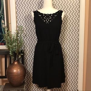 LOFT Black Fit and Flare Scallop Detailing, 4